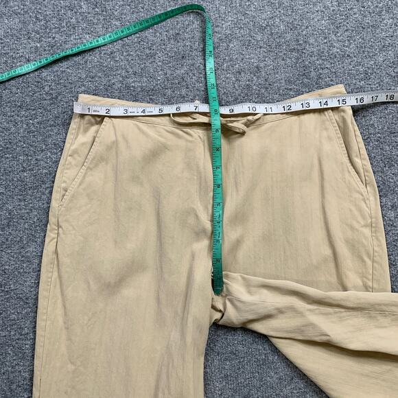 Tommy Bahama Pants Womens 10 Khaki Silk Cropped Drawstring Tie Relaxed Wide Leg - Picture 5 of 10